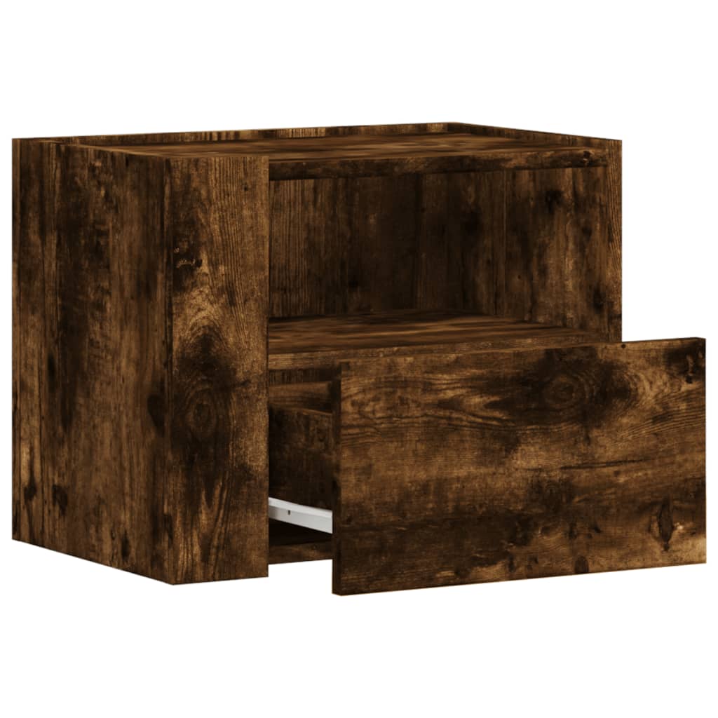 Wall-mounted Bedside Cabinet Smoked Oak 45x30x35 cm