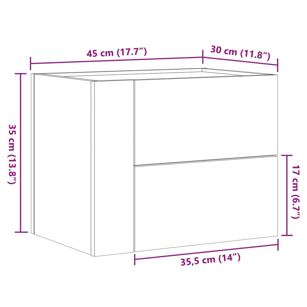 Wall-mounted Bedside Cabinet White 45x30x35 cm