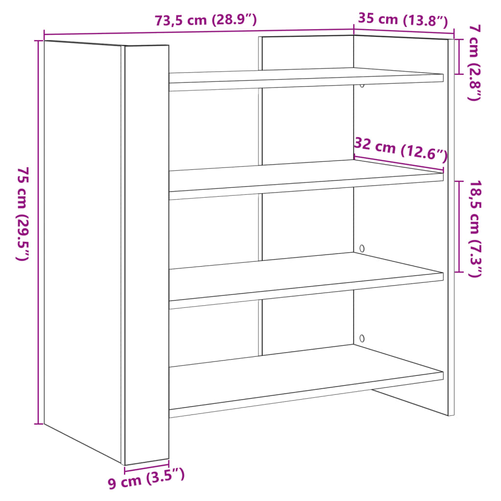 Sideboard White 73.5x35x75 cm Engineered Wood