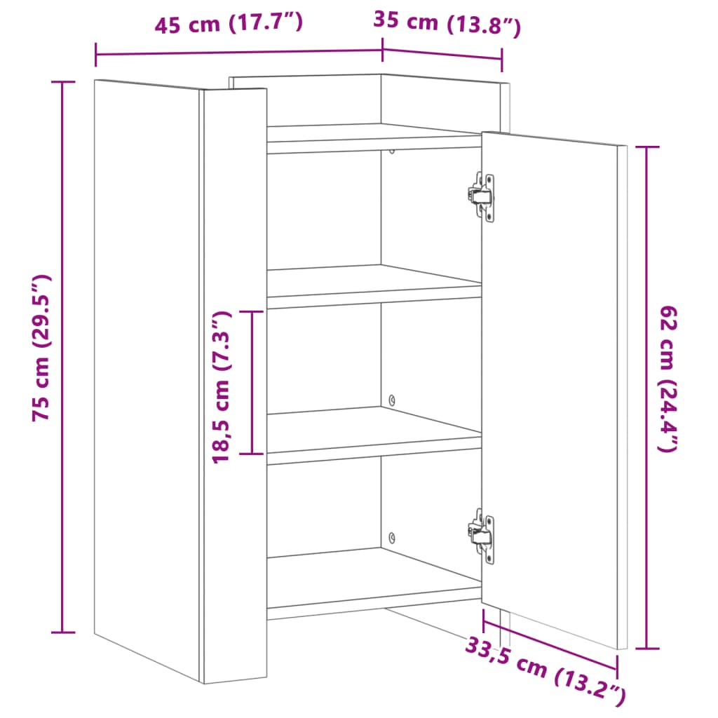 Sideboard White 45x35x75 cm Engineered Wood