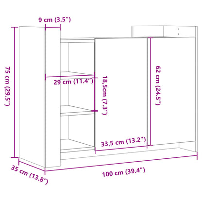 Sideboard White 100x35x75 cm Engineered Wood