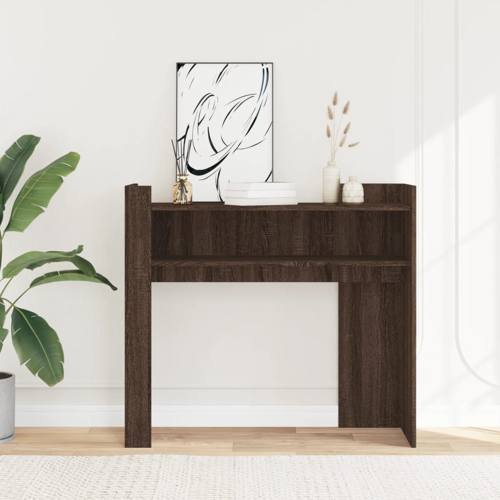 Console Table Brown Oak 100x35x90 cm Engineered Wood