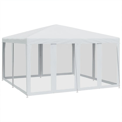 Party Tent with 8 Mesh Sidewalls White 4x4 m HDPE