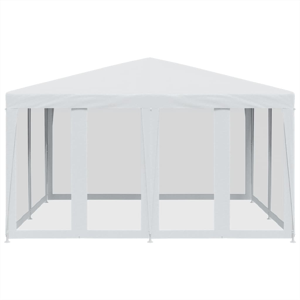 Party Tent with 8 Mesh Sidewalls White 4x4 m HDPE