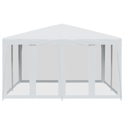 Party Tent with 8 Mesh Sidewalls White 4x4 m HDPE