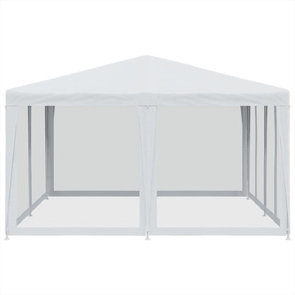 Party Tent with 8 Mesh Sidewalls White 4x4 m HDPE