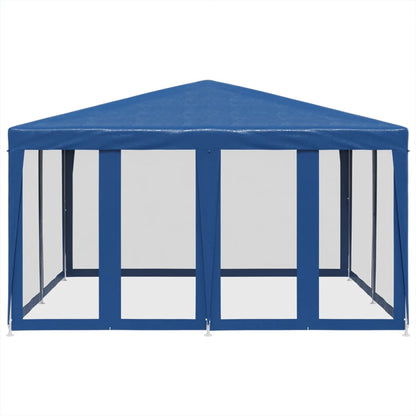 Party Tent with 8 Mesh Sidewalls Blue 4x4 m HDPE