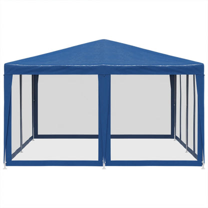 Party Tent with 8 Mesh Sidewalls Blue 4x4 m HDPE