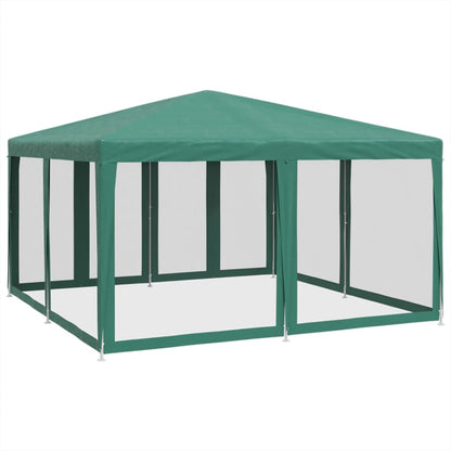 Party Tent with 8 Mesh Sidewalls Green 4x4 m HDPE