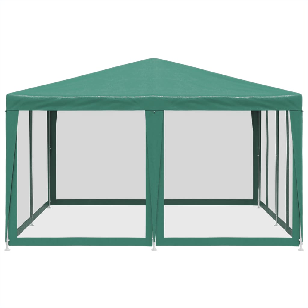 Party Tent with 8 Mesh Sidewalls Green 4x4 m HDPE