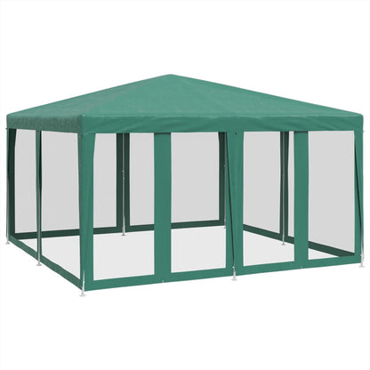 Party Tent with 8 Mesh Sidewalls Green 4x4 m HDPE