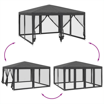 Party Tent with 8 Mesh Sidewalls Anthracite 4x4 m HDPE