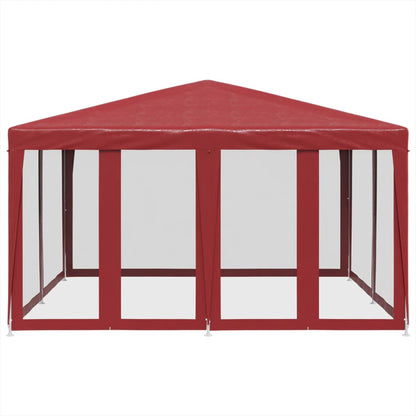 Party Tent with 8 Mesh Sidewalls Red 4x4 m HDPE