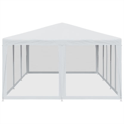 Party Tent with 10 Mesh Sidewalls White 6x4 m HDPE