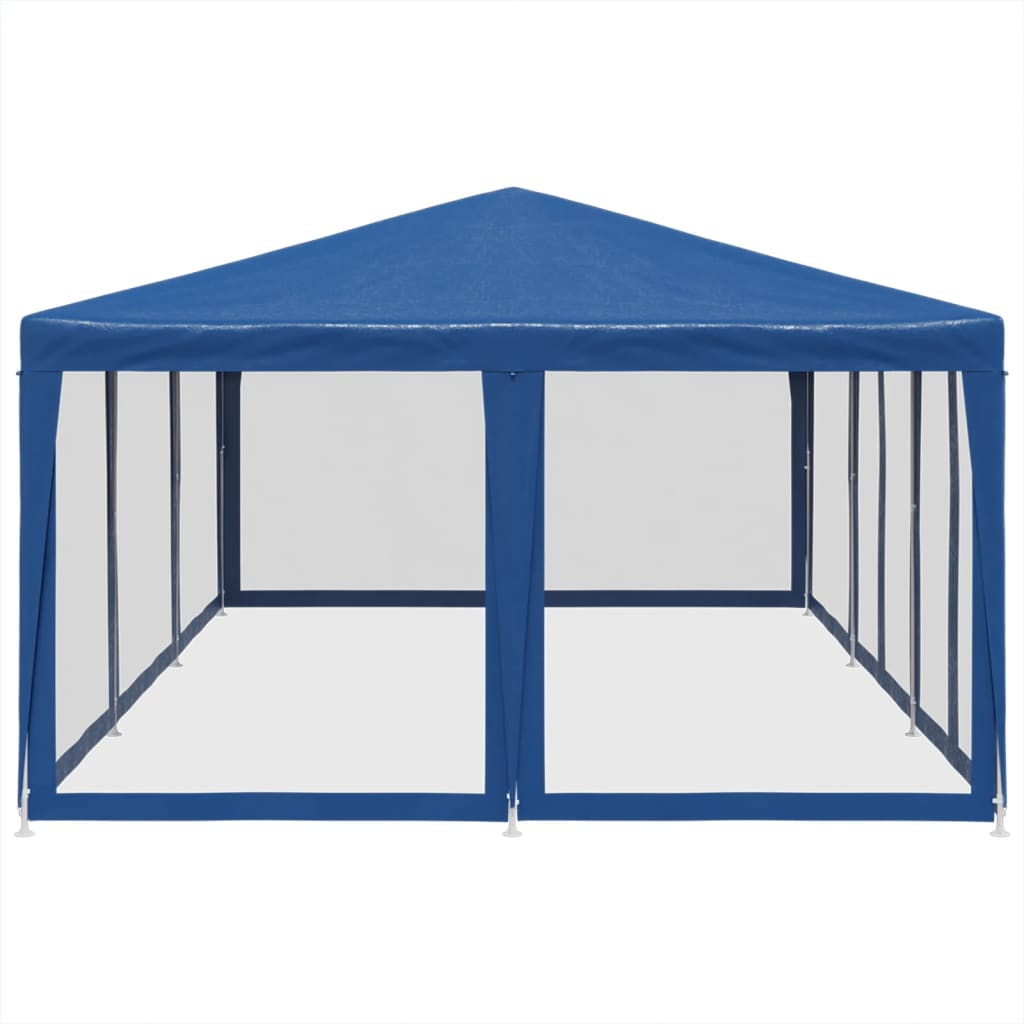 Party Tent with 10 Mesh Sidewalls Blue 6x4 m HDPE