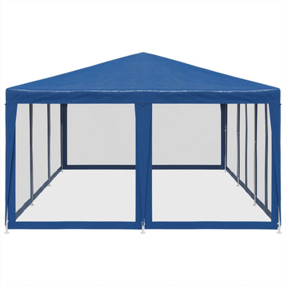 Party Tent with 10 Mesh Sidewalls Blue 6x4 m HDPE