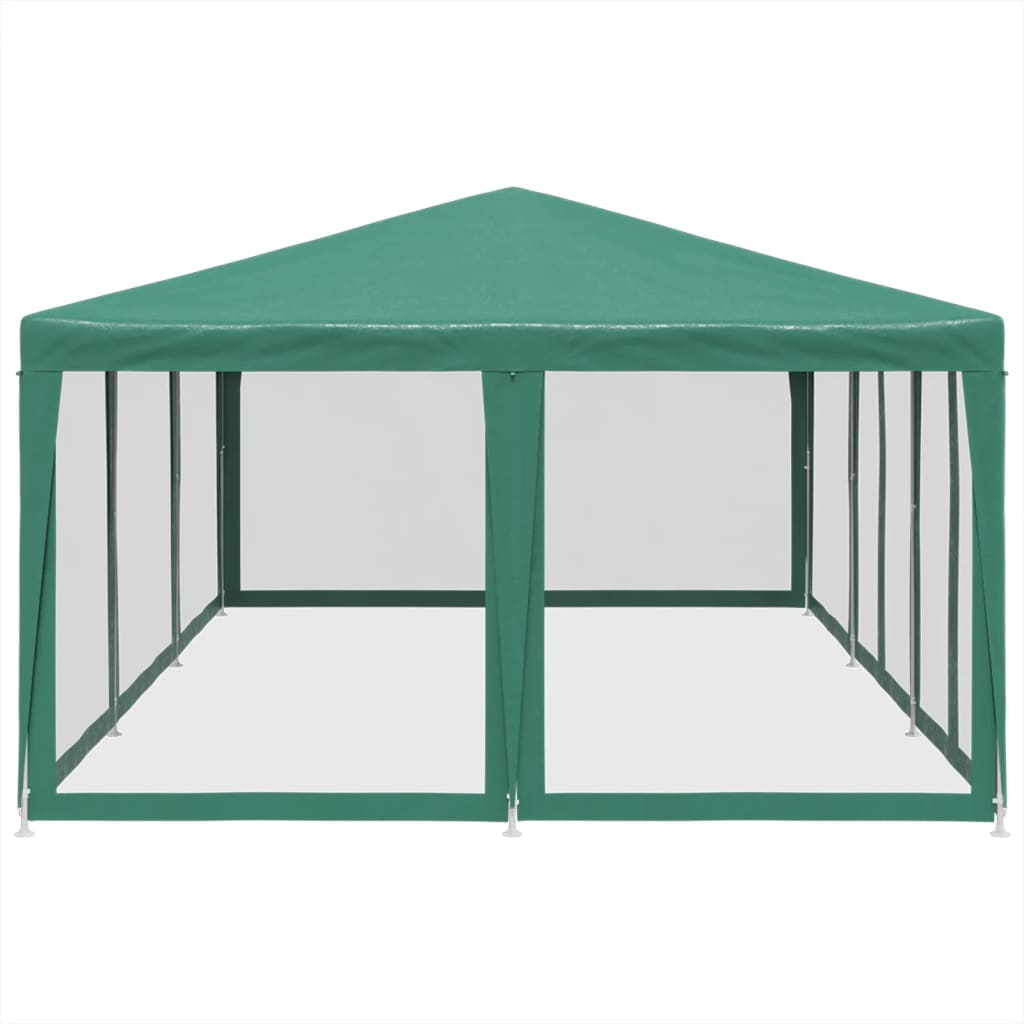 Party Tent with 10 Mesh Sidewalls Green 6x4 m HDPE