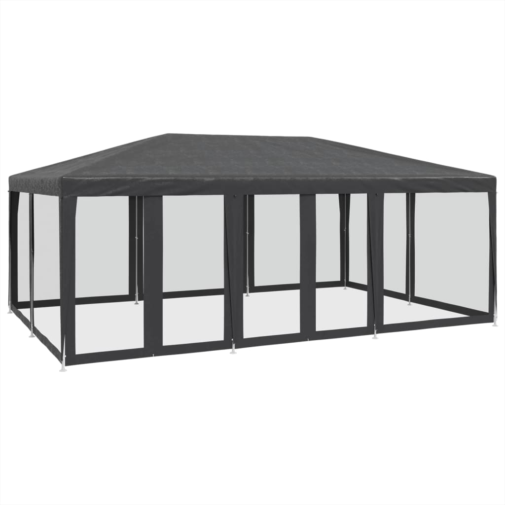 Party Tent with 10 Mesh Sidewalls Anthracite 6x4 m HDPE