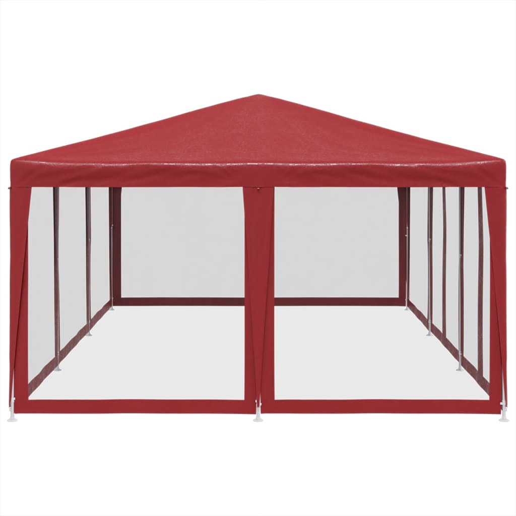 Party Tent with 10 Mesh Sidewalls Red 6x4 m HDPE