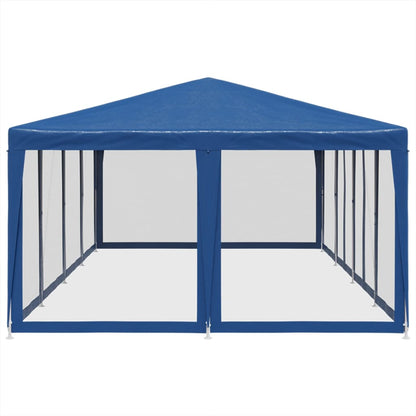 Party Tent with 12 Mesh Sidewalls Blue 8x4 m HDPE