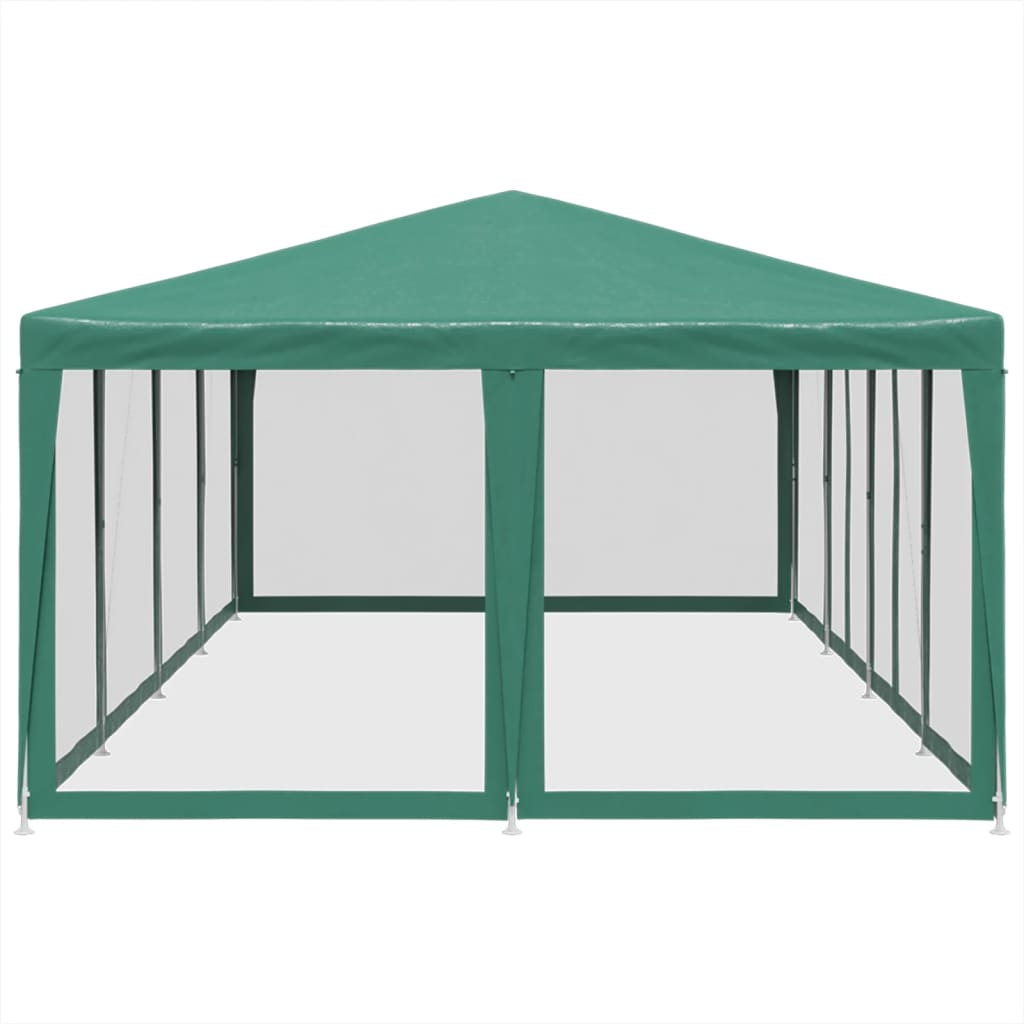 Party Tent with 12 Mesh Sidewalls Green 8x4 m HDPE