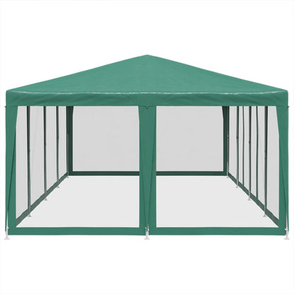 Party Tent with 12 Mesh Sidewalls Green 8x4 m HDPE