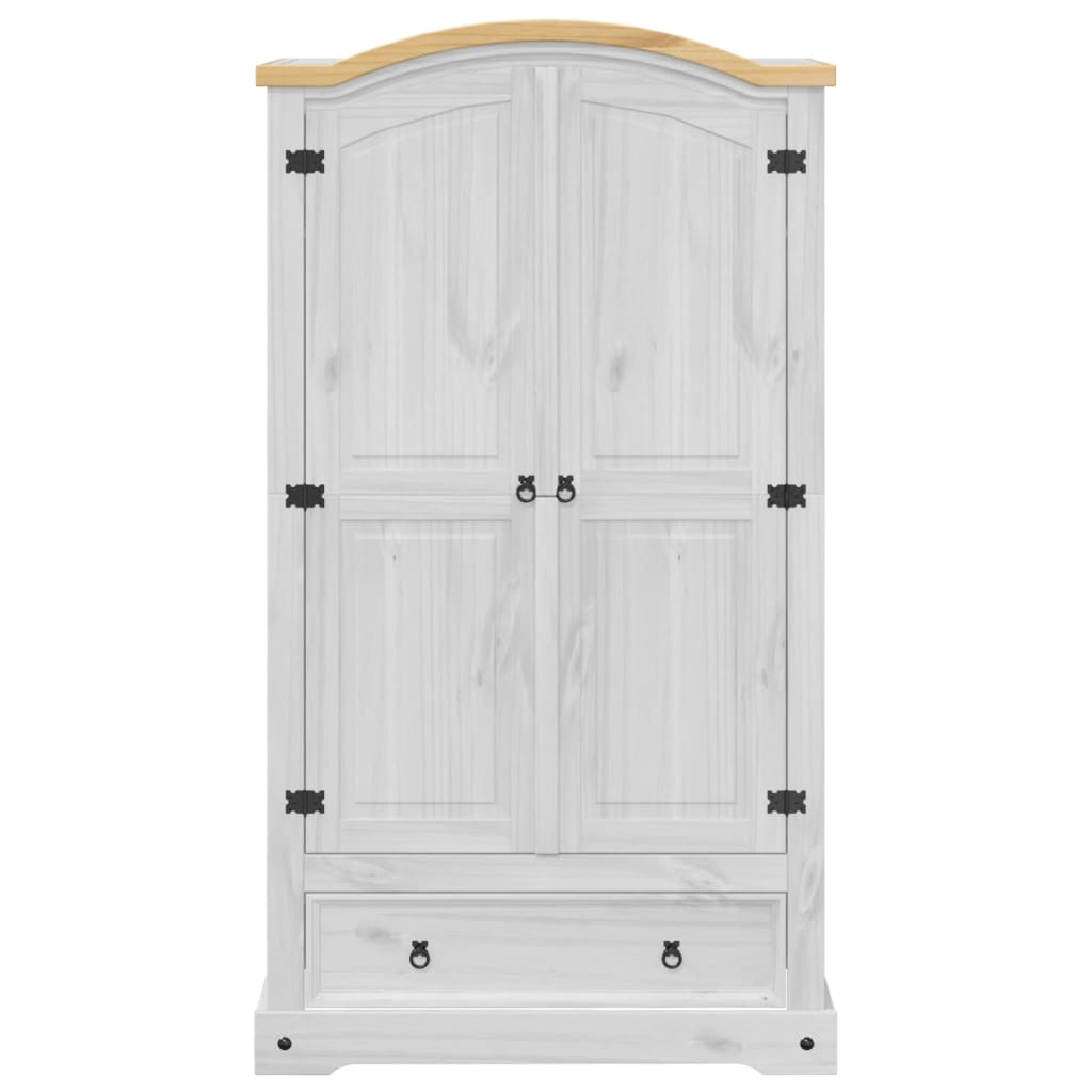 Wardrobe Corona White 102x52x186 cm Solid Wood Pine