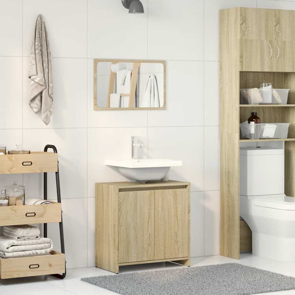 Bathroom Furniture Set Sonoma Oak Engineered Wood