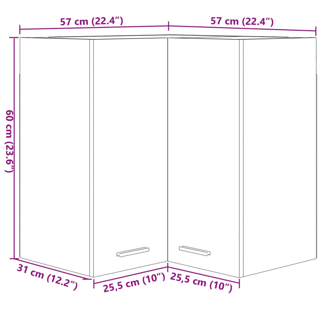 Hanging Corner Cabinet Sonoma Oak 57x57x60 cm Engineered Wood