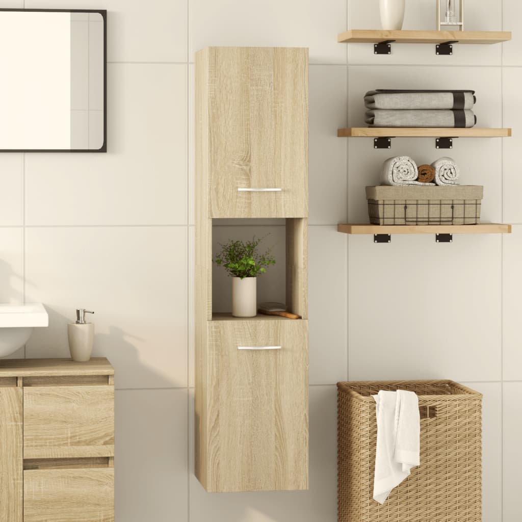 Bathroom Cabinet Sonoma Oak 30x30x130 cm Engineered Wood