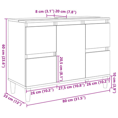 Sink Cabinet Sonoma Oak 80x33x60 cm Engineered Wood