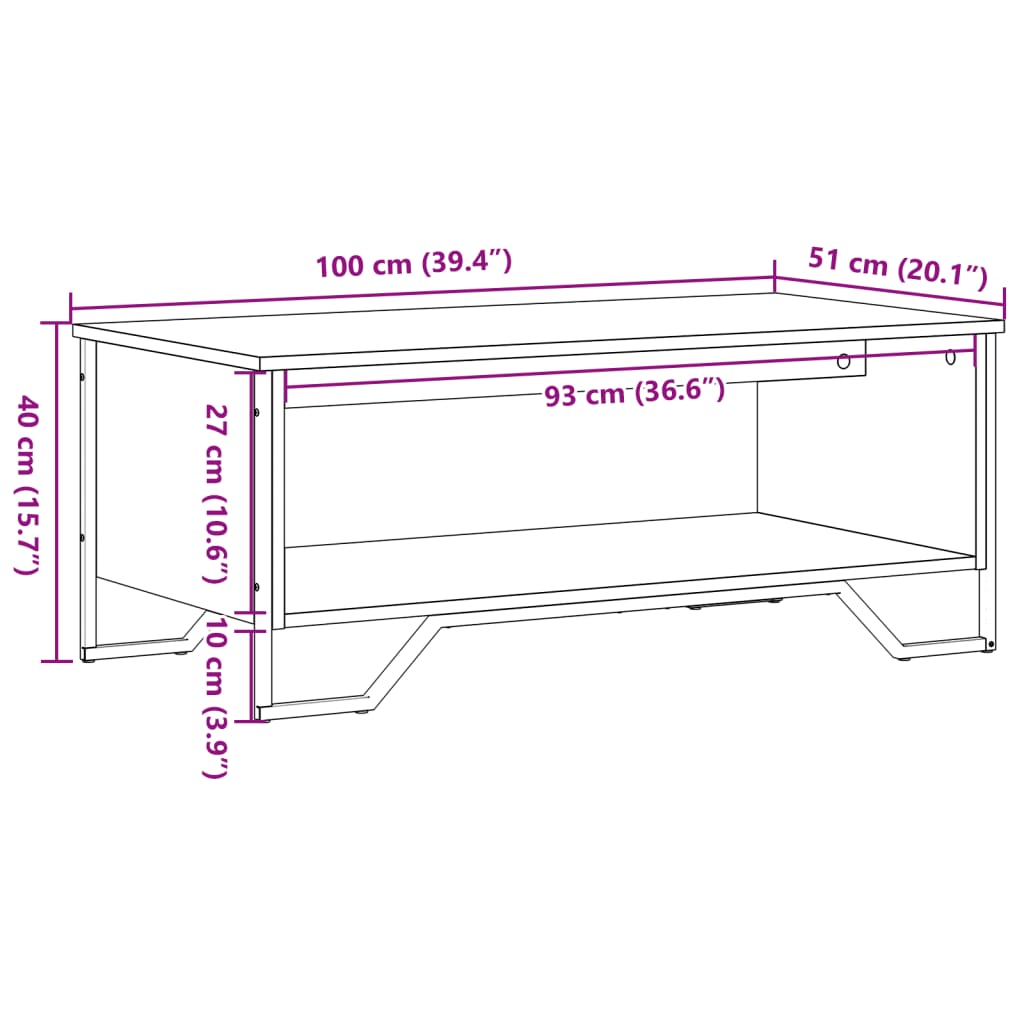 Coffee Table Brown Oak 100x51x40 cm Engineered Wood