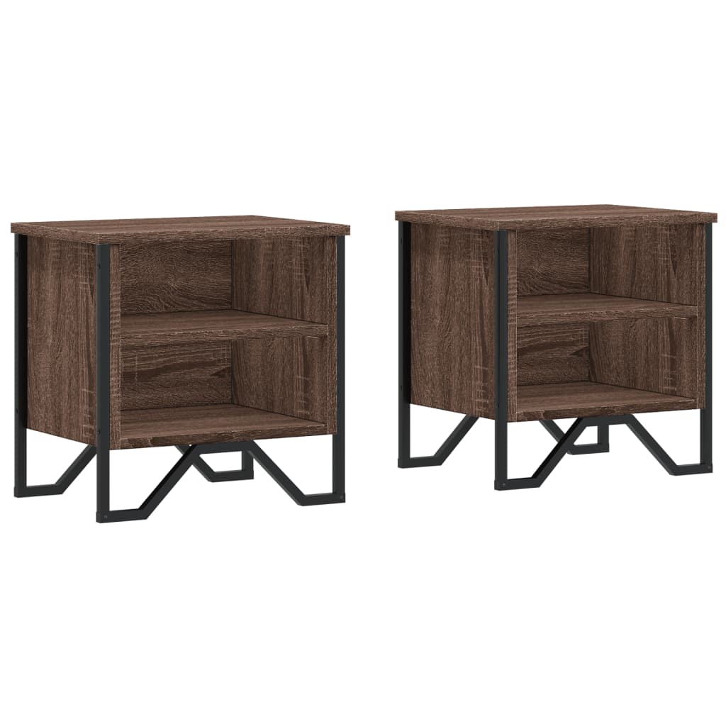 Bedside Cabinet Brown Oak 2 pcs 40x30x40 cm Engineered Wood