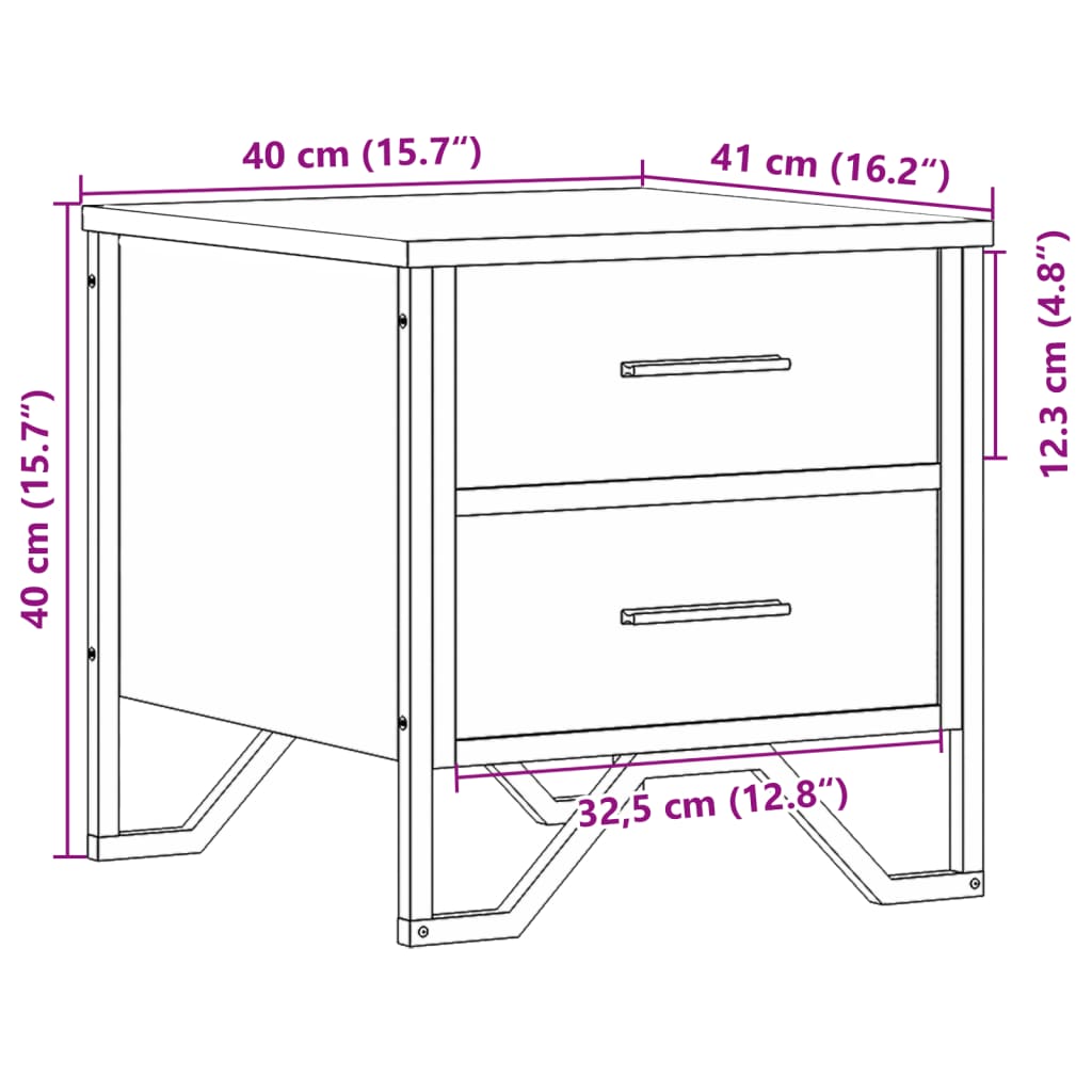 Bedside Cabinet Black 40x41x40 cm Engineered Wood