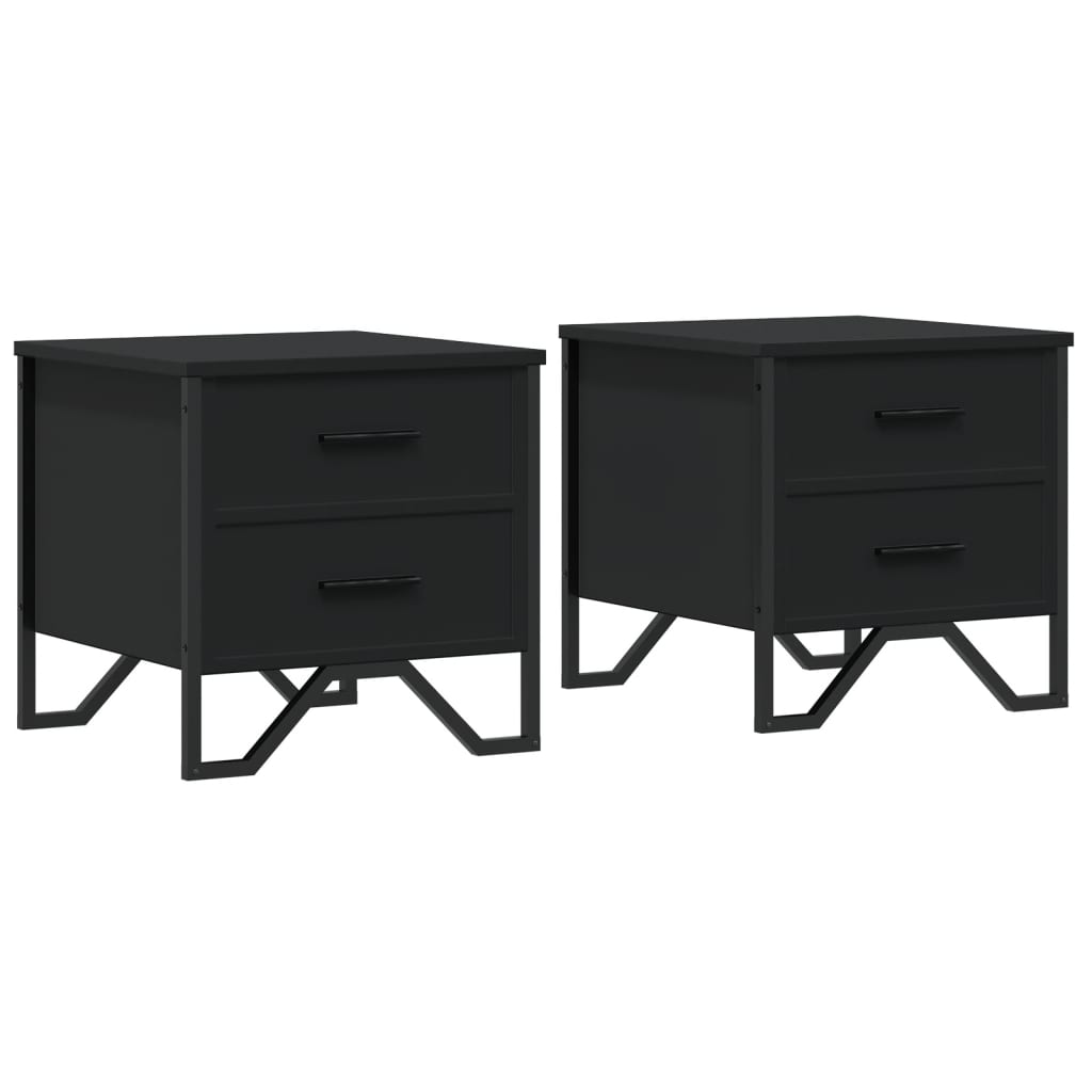 Bedside Cabinets 2 pcs Black 40x41x40 cm Engineered Wood