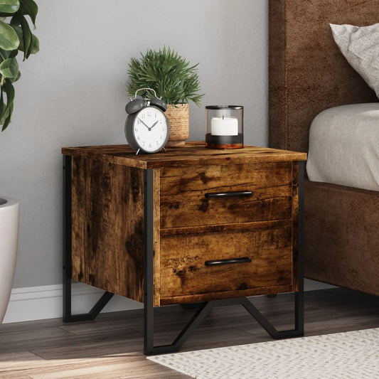 Bedside Cabinet Smoked Oak 40x41x40 cm Engineered Wood