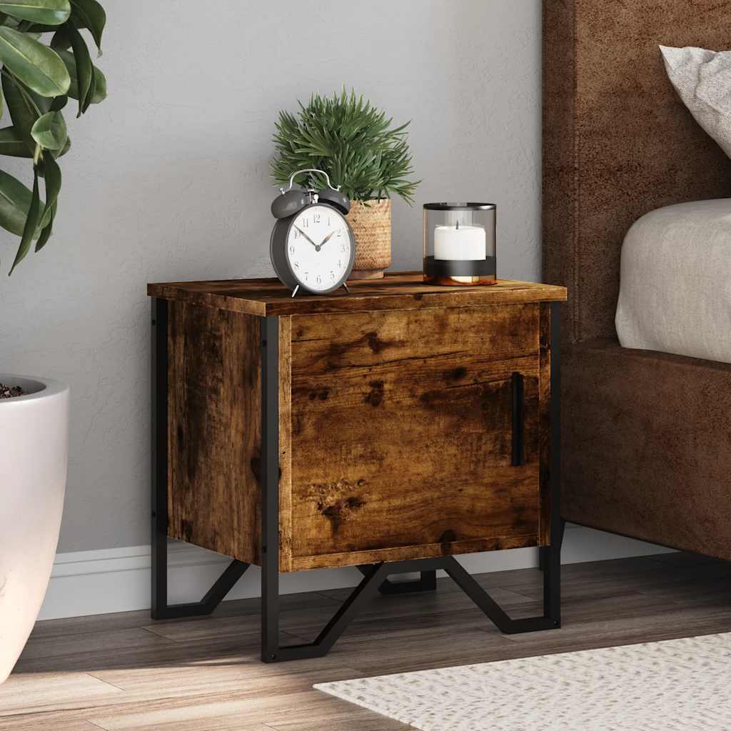 Bedside Cabinet Smoked Oak 40x30x40 cm Engineered Wood