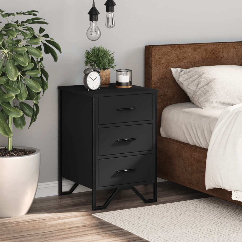 Bedside Cabinet Black 40x41x60 cm Engineered Wood