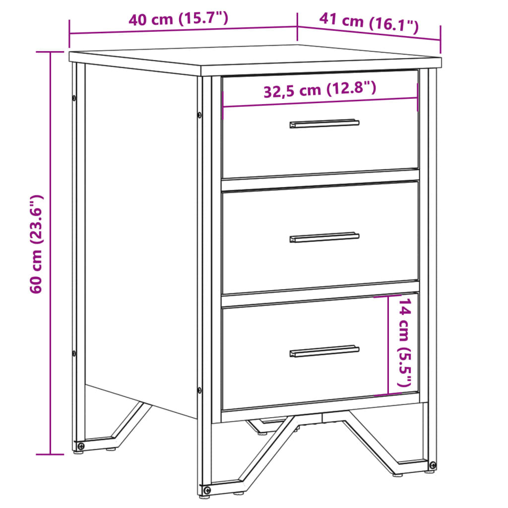 Bedside Cabinet Black 40x41x60 cm Engineered Wood