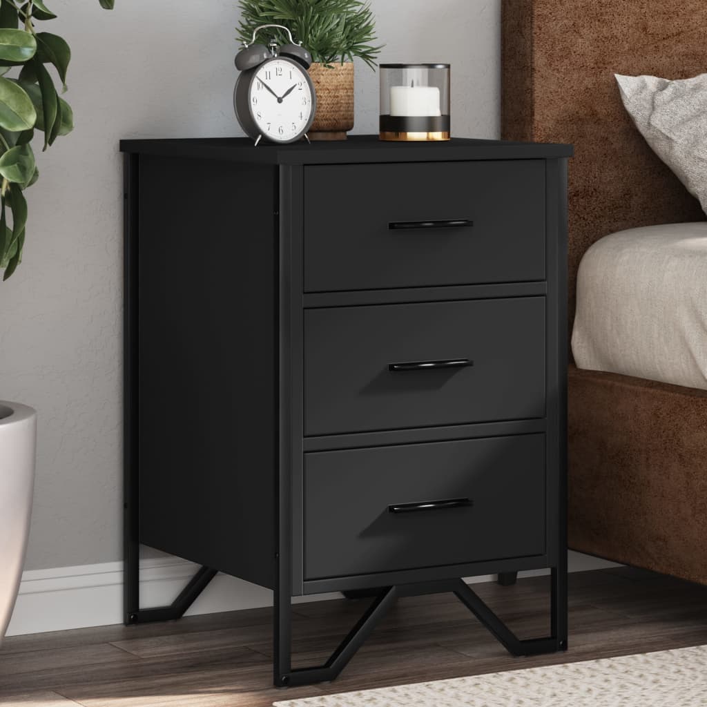 Bedside Cabinet Black 40x41x60 cm Engineered Wood