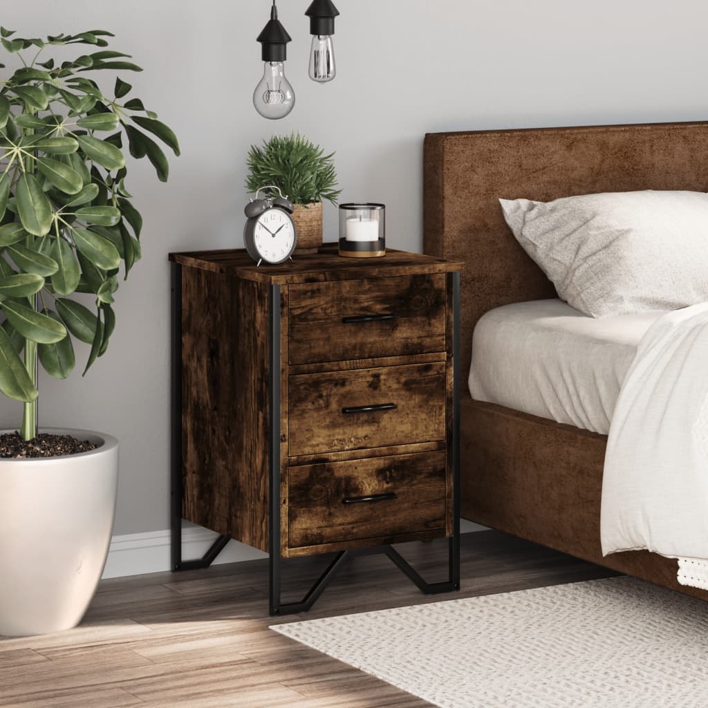 Bedside Cabinet Smoked Oak 40x41x60 cm Engineered Wood