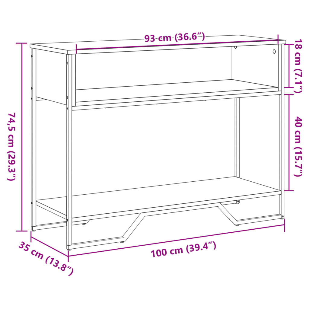 Console Table Black 100x35x74.5 cm Engineered Wood