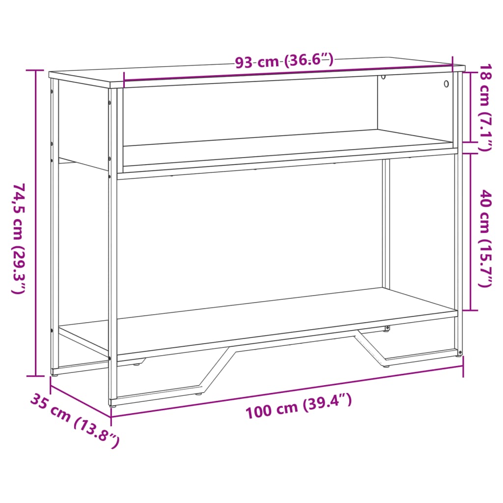 Console Table Smoked Oak 100x35x74.5 cm Engineered Wood