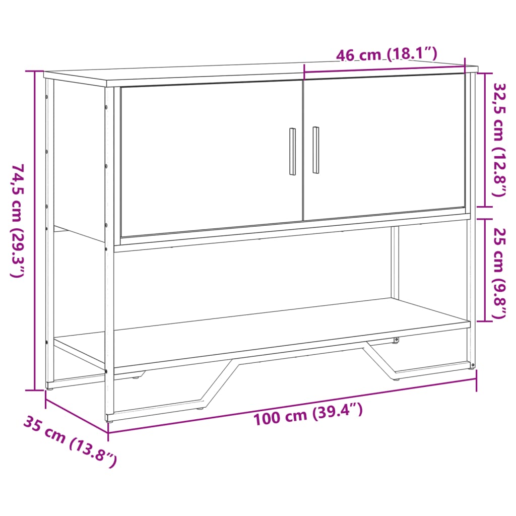 Console Table Black 100x35x74.5 cm Engineered Wood