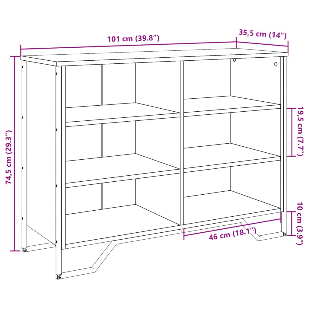 Sideboard Grey Sonoma 101x35.5x74.5 cm Engineered Wood