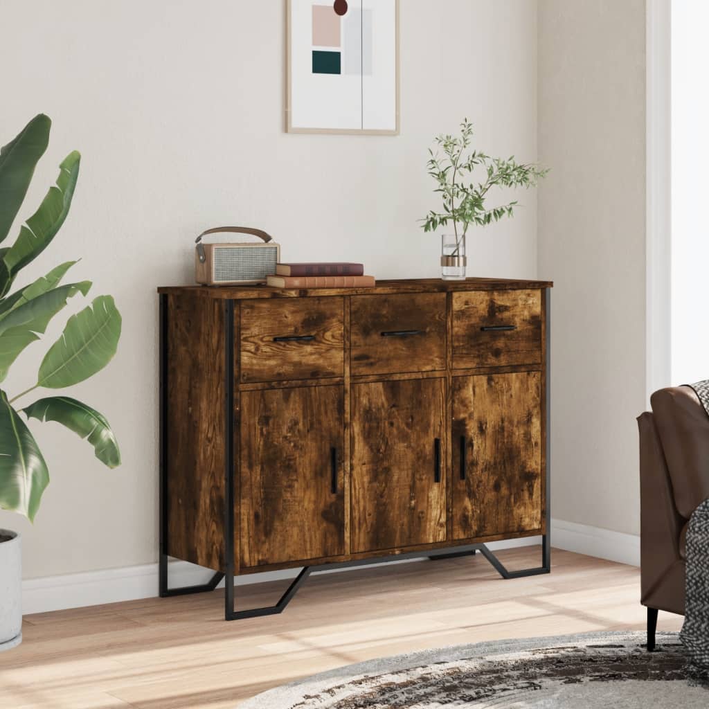 Sideboard Smoked Oak 97x32.5x74.5 cm Engineered Wood