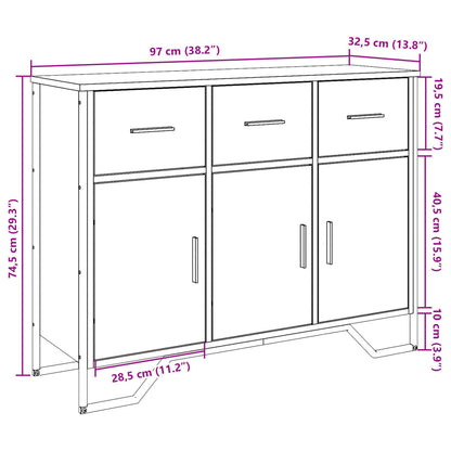 Sideboard Smoked Oak 97x32.5x74.5 cm Engineered Wood