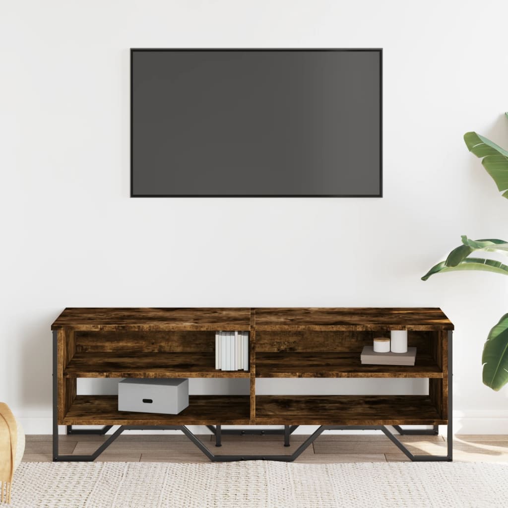 TV Cabinet Smoked Oak 122x34x41 cm Engineered Wood