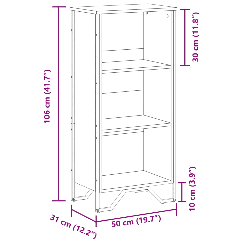 Bookcase Black 50x31x106 cm Engineered Wood