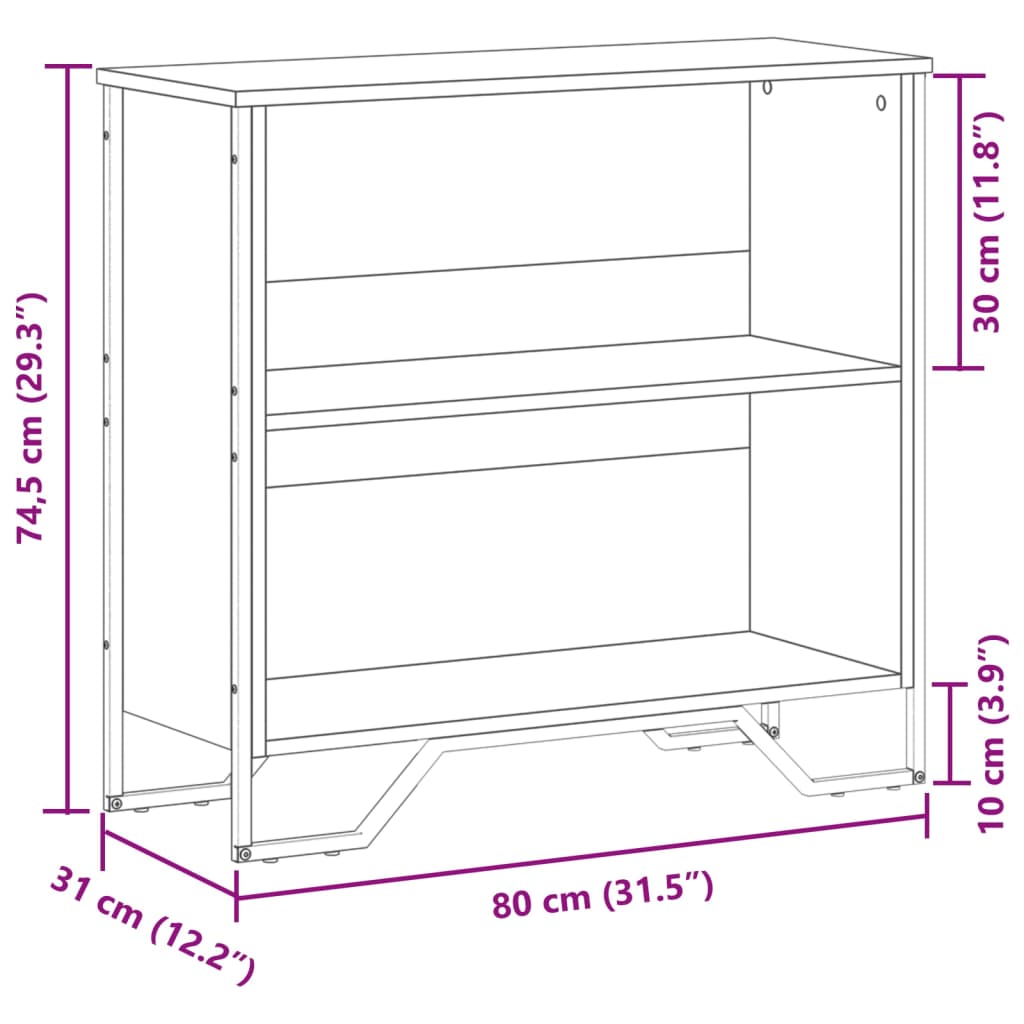 Bookcase Black 80x31x74.5 cm Engineered Wood